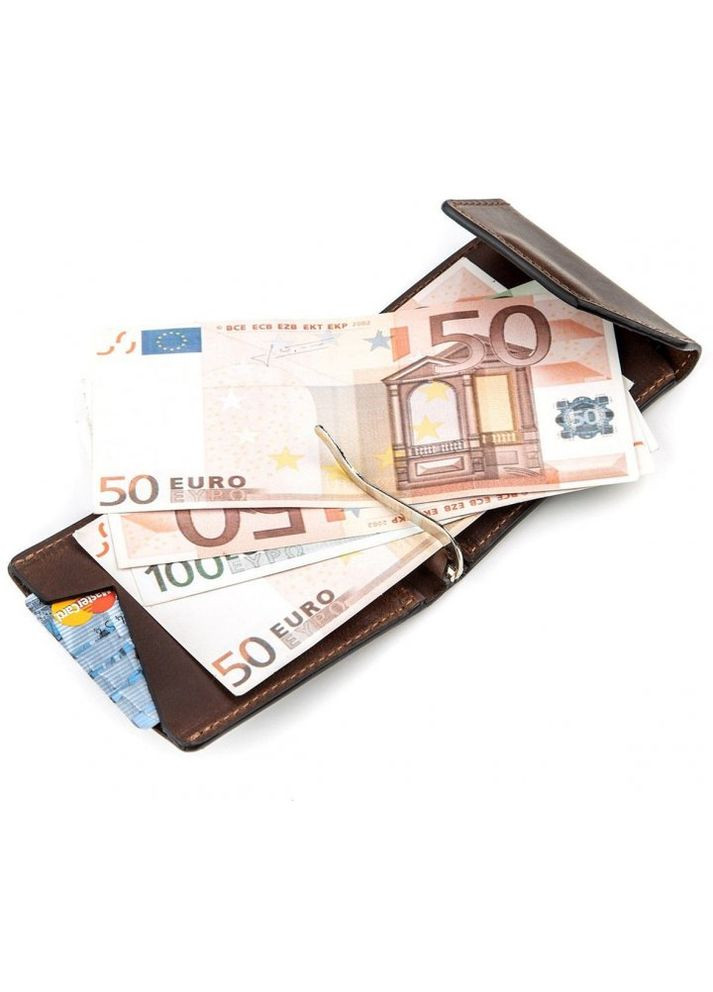 Коричневий шкіряний гаманець для грошей 120120 Grande Pelle (303830630)