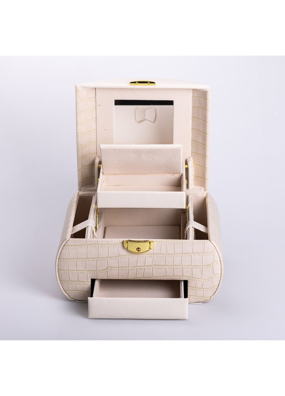 Скринька для прикрас з еко-шкіри, 3 яруси із замком Yiwu (360455013)