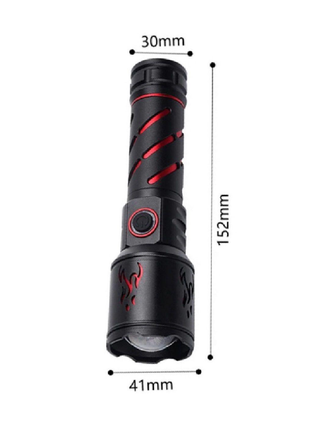 Фонарь ручной аккумуляторный с оптическим зумом зарядкой через USB-Type-C 3 режима работы 41х152х30 мм (477740-Prob) Черный Unbranded (299705146)