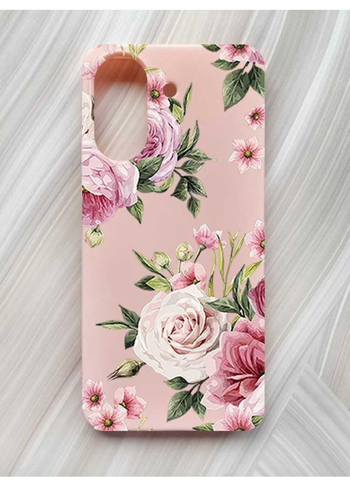 Матовый розовый чехол на Xiaomi Redmi 13C / Poco C65 Розовые цветы (принт 287) Creative (355405756)