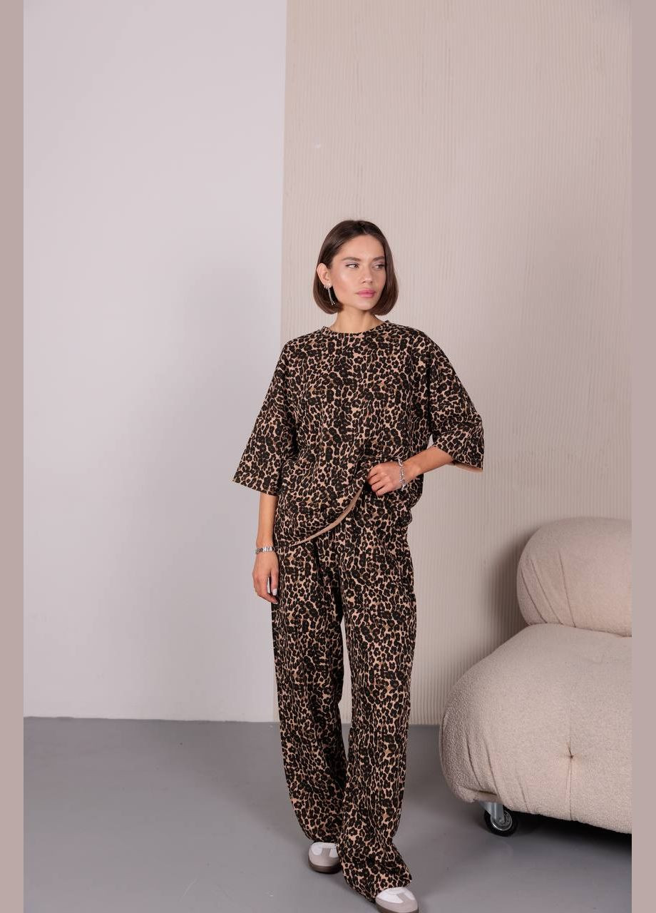 Женский леопардовый костюм трехнитка петля No Brand 844 (291410032)