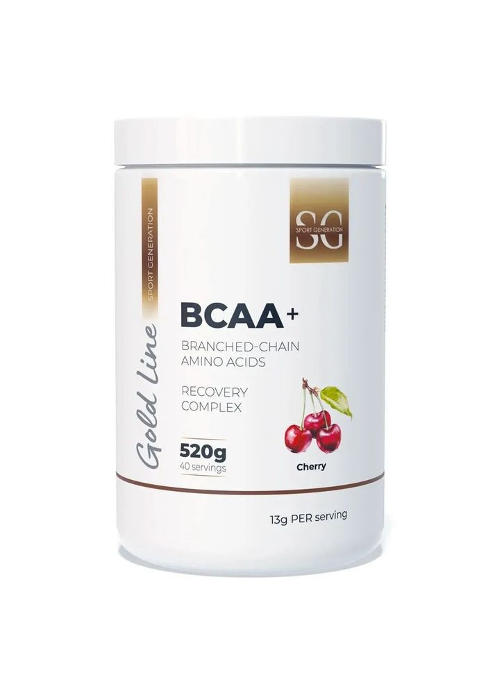 Лейцин, изолейцин, валин Gold Premium BCAA+, 520 грамм для повышения энергии и выносливости - Вишня Sport Generation (334707679)