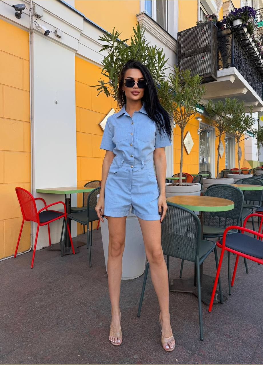 Комбинезон Україна Your style комбинезон-шорты однотонный голубой повседневный, вечерний