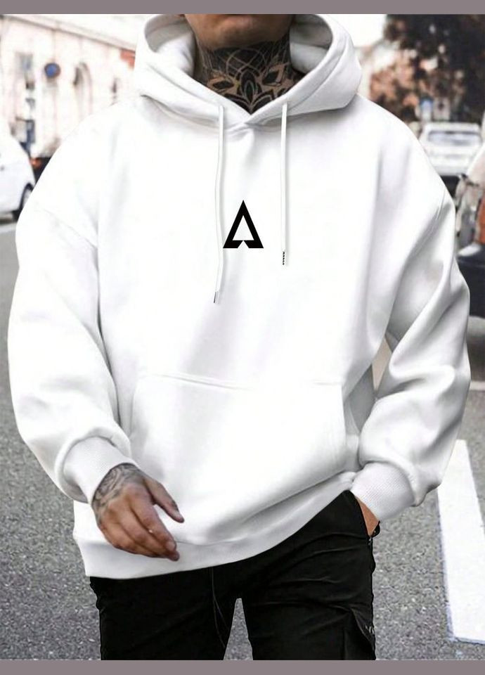 Белое мужское стильное оверсайз тощие с трендовым дизайном No Brand (370954775)