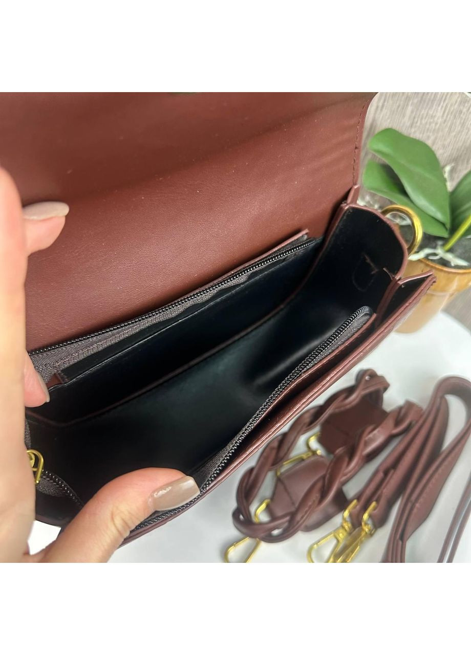 Жіноча сумка міні на плече з екошкіри коричнева ProDobro (363258765)