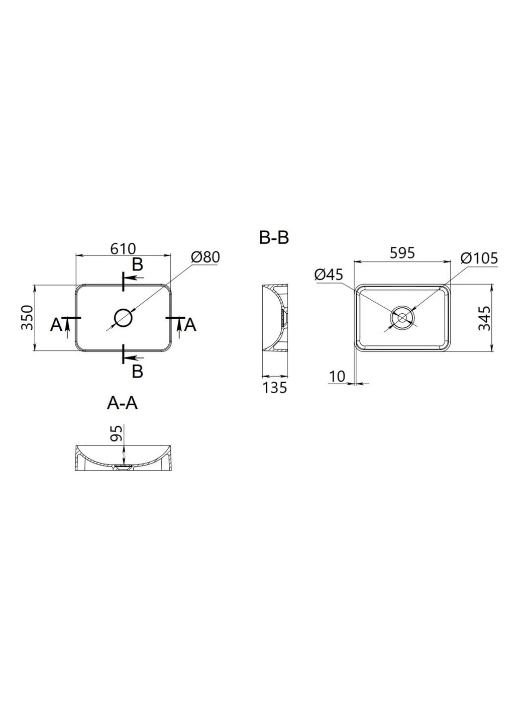 Раковина-чаша Tern 610x350x135 White Qtap QT17118140W (382938482)