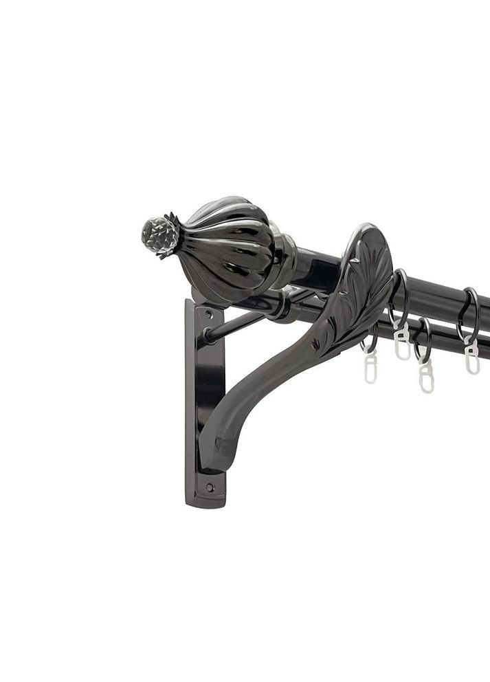 Карниз Таджа-Кристалл металлический двухрядный ретро гладкая труба Оникс 25\19 мм 160 см (00-00021523) ORVIT (300690641)