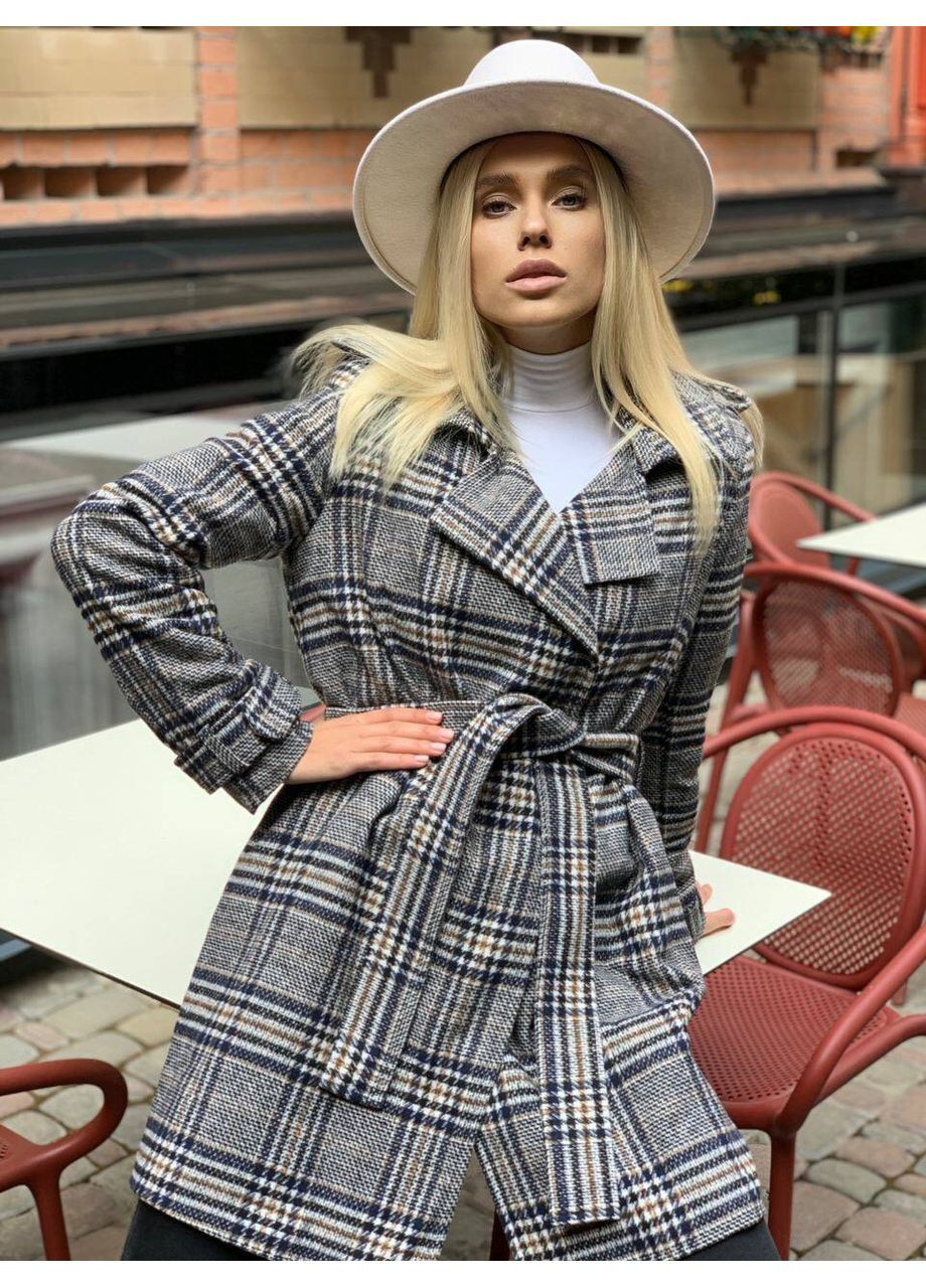 Сіре Пальто Paris клітина синій-беж milirud