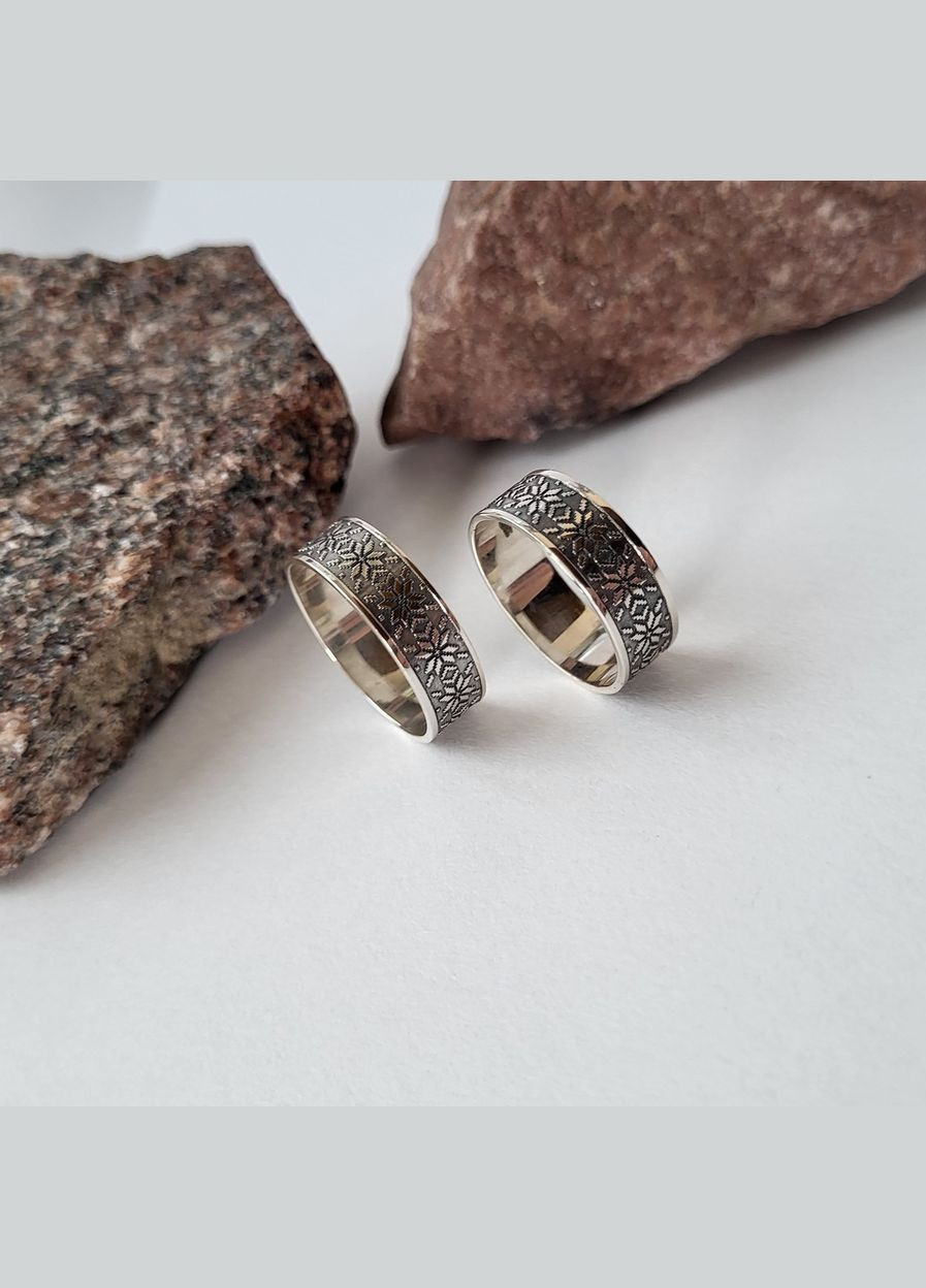 Каблучка срібне жіноча каблучка без каменів Вишиванка чорнене срібло 925 16.5 розмір 2025 2.70г No Brand (306741672)