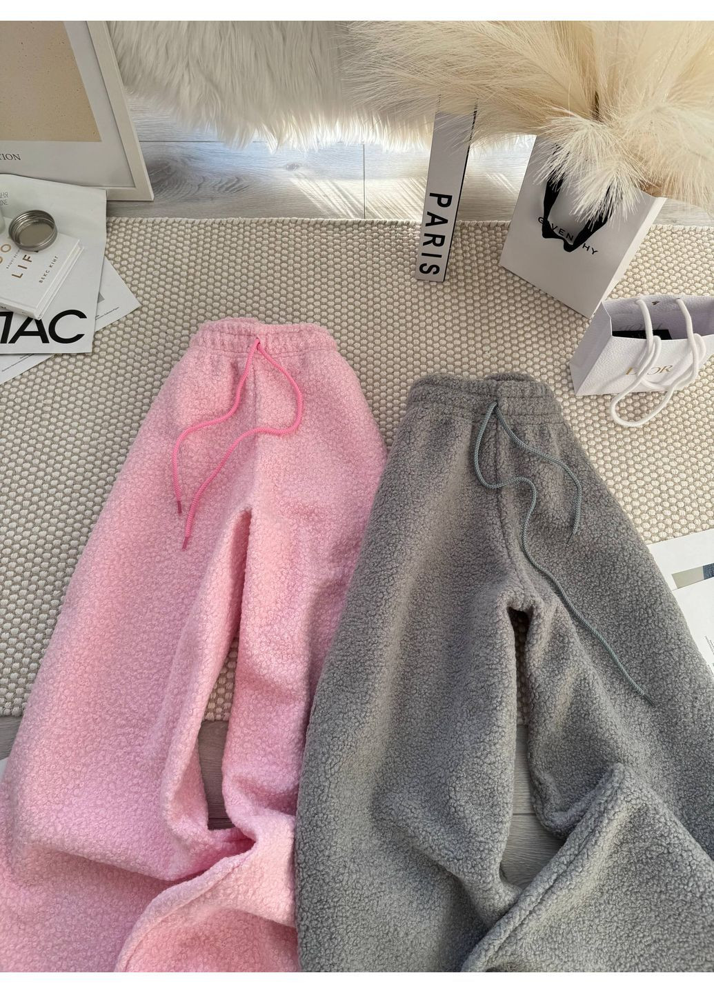 Жіночі утеплені штани з букле на флісі з куліскою No Brand (372853802)