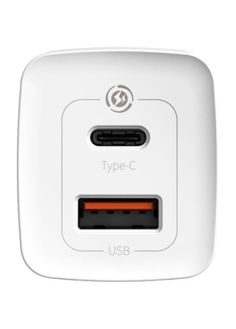 Зарядний пристрій (CCGAN2L-B02) Baseus 2xUSB 65W GaN (USB-C+USB-A) white (268140139)