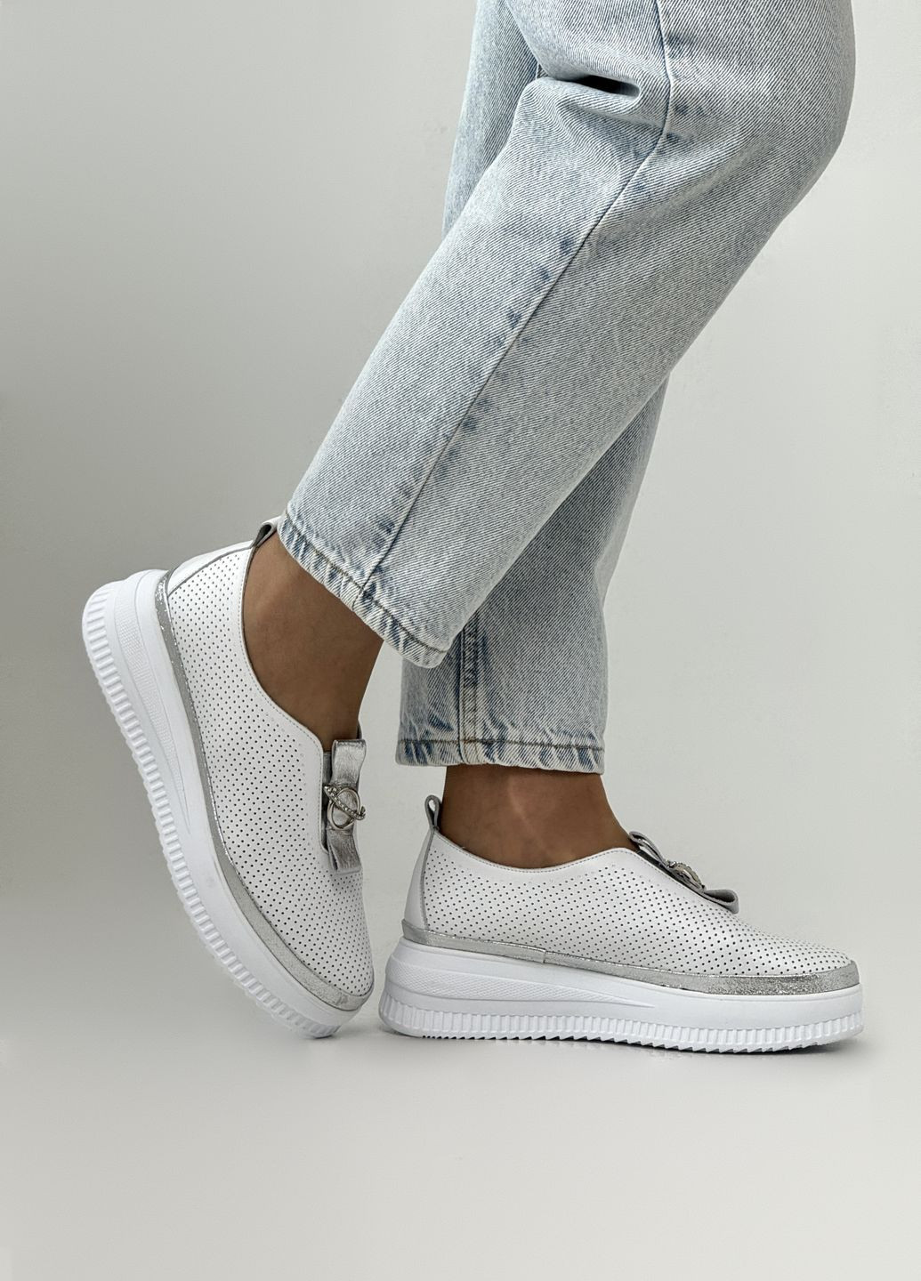 Sherlock Soon Сліпони жіночі шкіряні білі на платформі білий з натуральна шкіра, туреччина — демісезон (334291693)