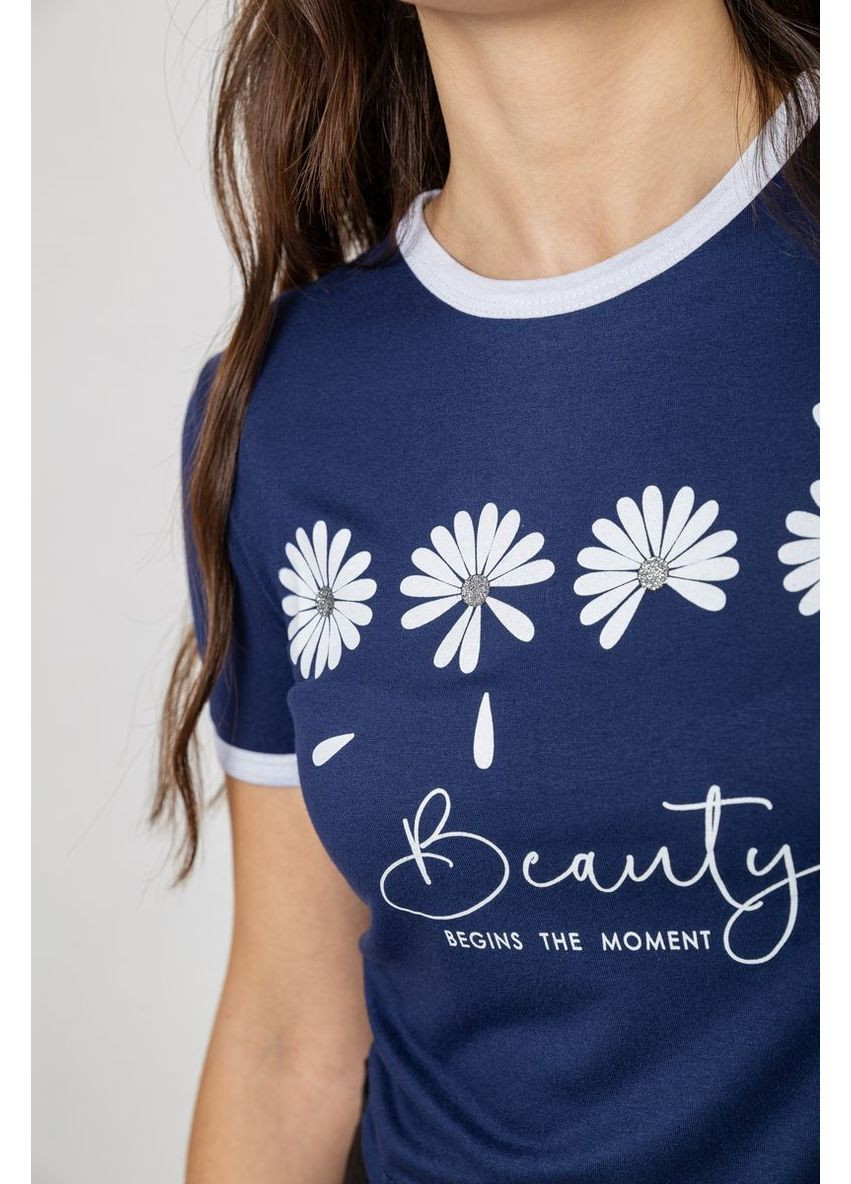 Футболка-топ жіноча з принтом, колір білий, 244R604 Ager - (318529601)