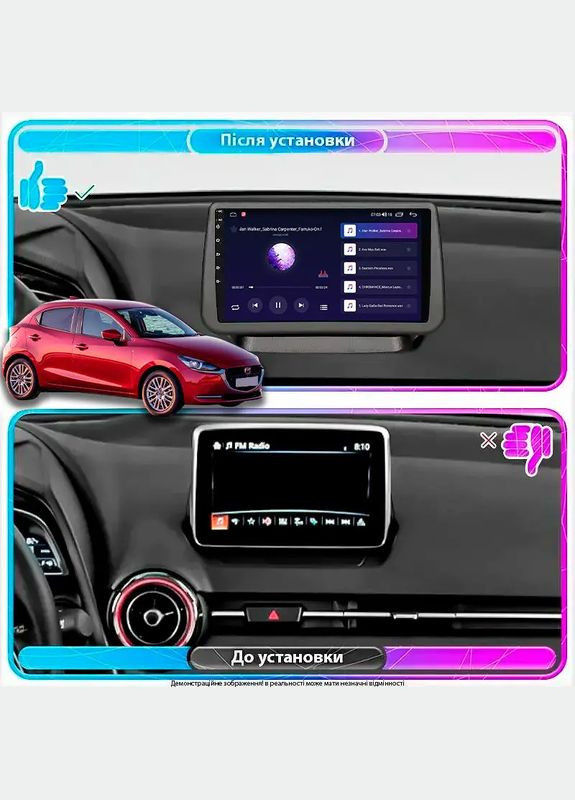 Штатна магнітола для Mazda 2 III (DJ) Рестайлінг 2019-н.в. екран 9" 4/64Gb 4G Wi-Fi GPS Top 7шт Lesko (336203924)