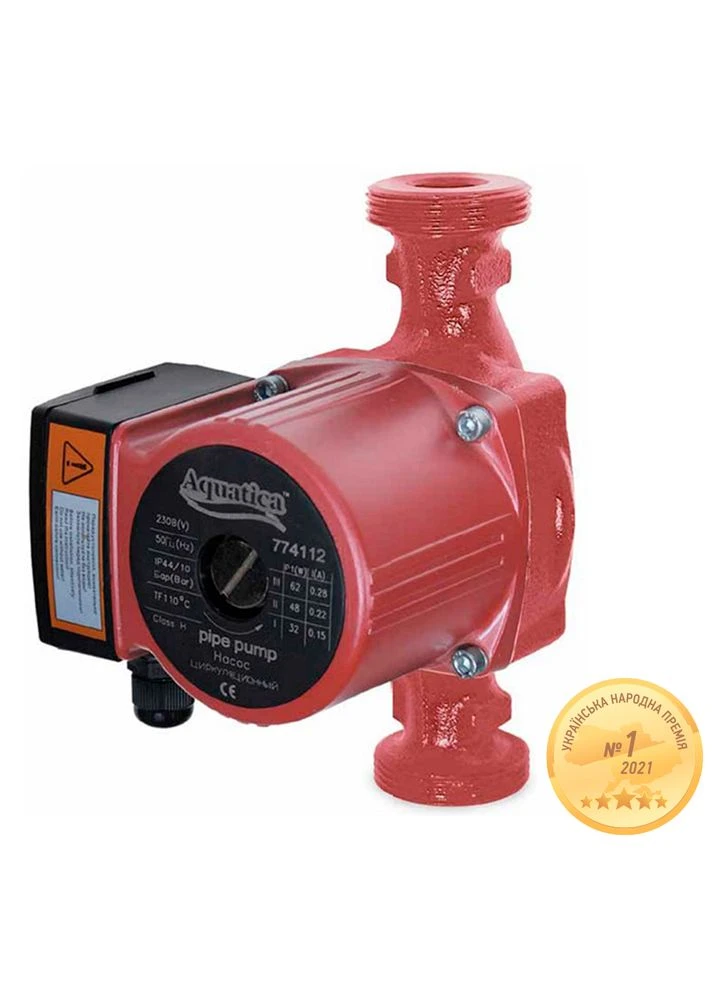 Насос циркуляційний 100Вт Hmax 6м Qmax 75л/хв Ø2" 180мм+гайки Ø1¼" (774134) AQUATICA (395989422)