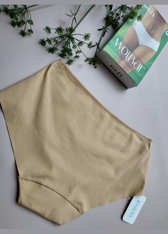 Гладкие женские трусики из хлопка бежевые без швов eco es волбар Wolbar (369612931)