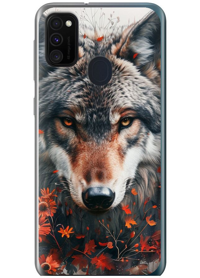 Силіконовий чохол 'Wolf and flowers' для Endorphone Samsung Galaxy M21 M215F (285782833)