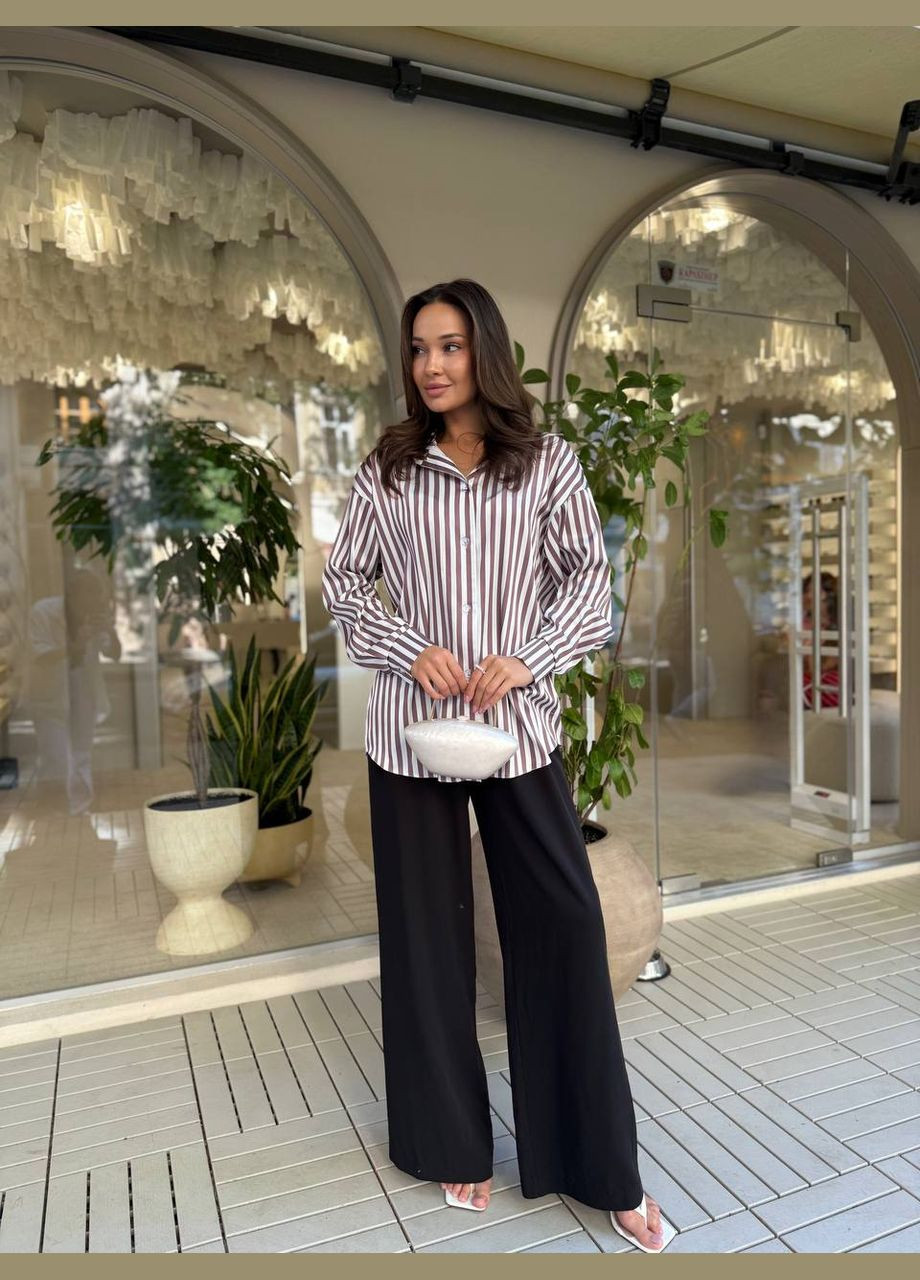 Коричневая коктейльный, повседневный, вечерний, классическая, кэжуал рубашка в полоску Asi.Store.ua с длинным рукавом