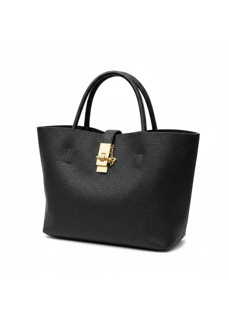 Жіноча сумка тоут із замком і внутрішньою косметичкою містка і стильна чорного кольору LR 2915 BK No Brand (355371835)