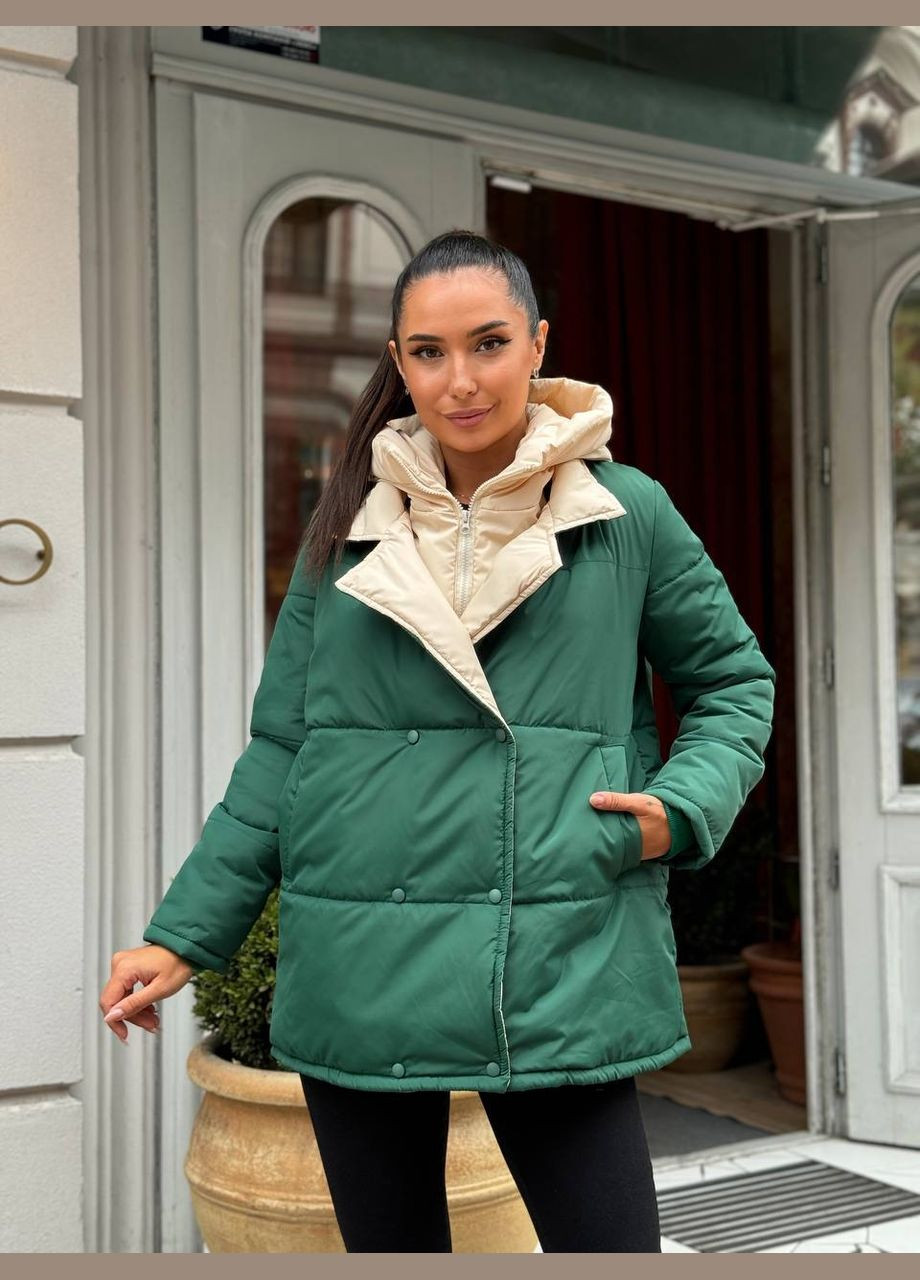 Зеленая зимняя куртка стеганая куртка-трансформер Garna