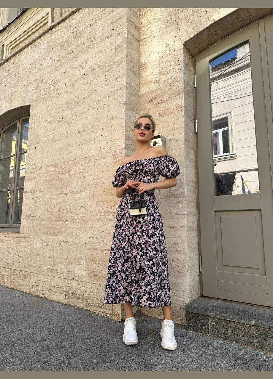 Комбінована повсякденний сукня довжини міді з розрізом MonCher