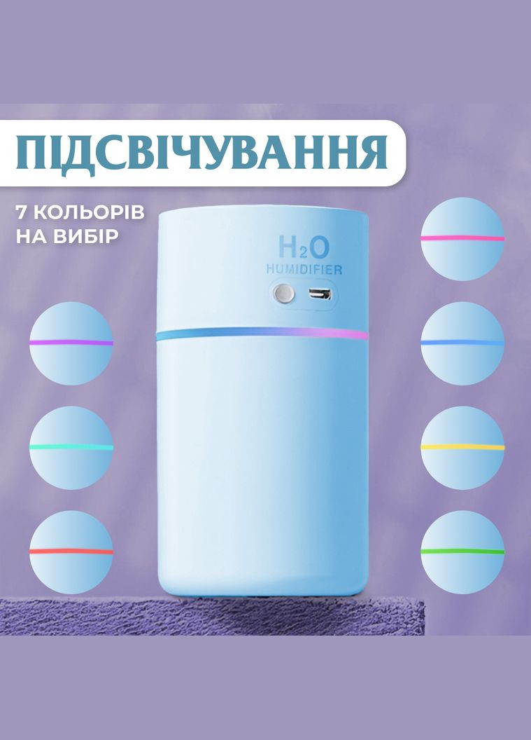 Зволожувач повітря H2O Humidifier 450ml Happy Life HPBH16986BL (302391333)