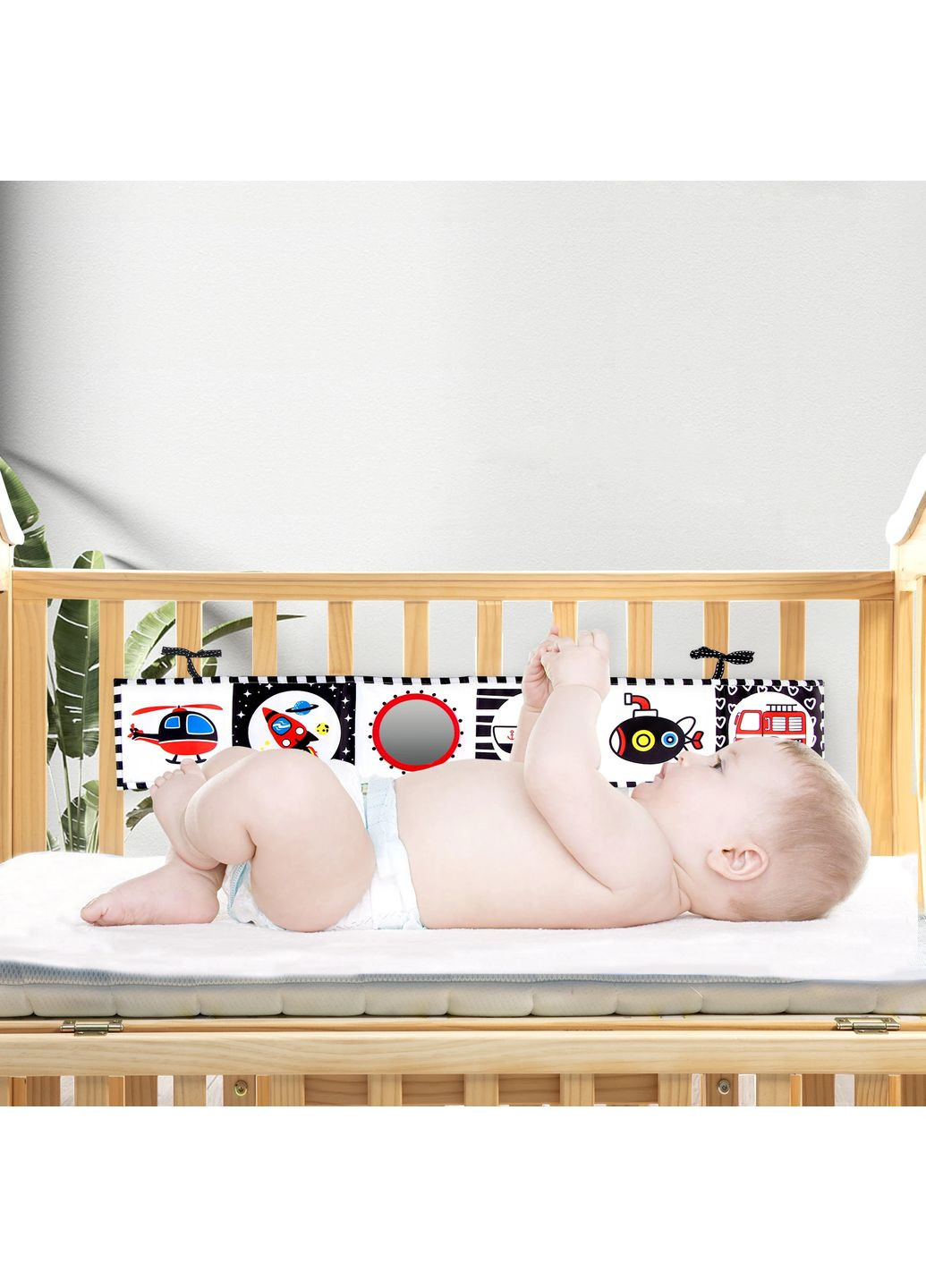 Розвиваюча книжка-бортик для немовлят з чорно-білими зображеннями 0+ No Brand (361866392)