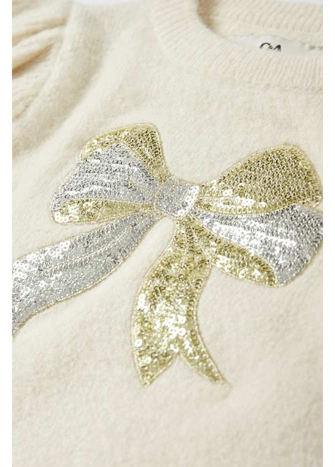 Бежевий демісезонний светр з рюшами та паєтками C&A