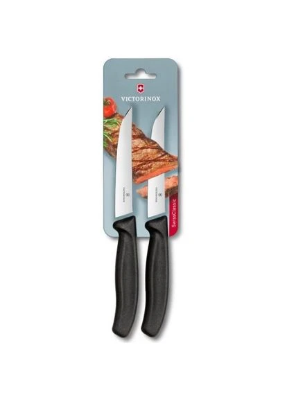 Кухонный нож SwissClassic Steak лезвие 12см для стейков с черн. ручкой 2шт (блистер) Victorinox (386505460)