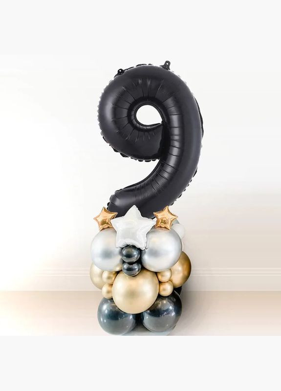 Композиция фольгированная цифра "9" черная "Сделай сам" No Brand (302314006)