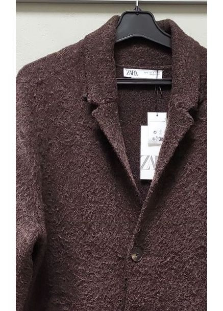 Коричневое демисезонное Трикотажное пальто оверсайз 2756/111 Zara