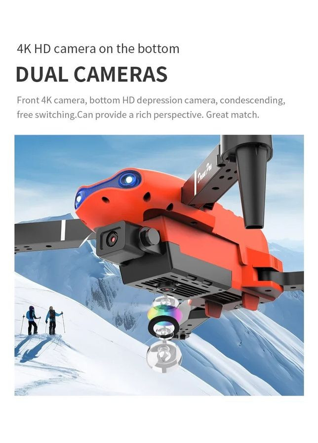 Дрон E99 Pro 4K/8K с двойной камерой складной квадрокоптер для фото и видео Orange No Brand (362495631)