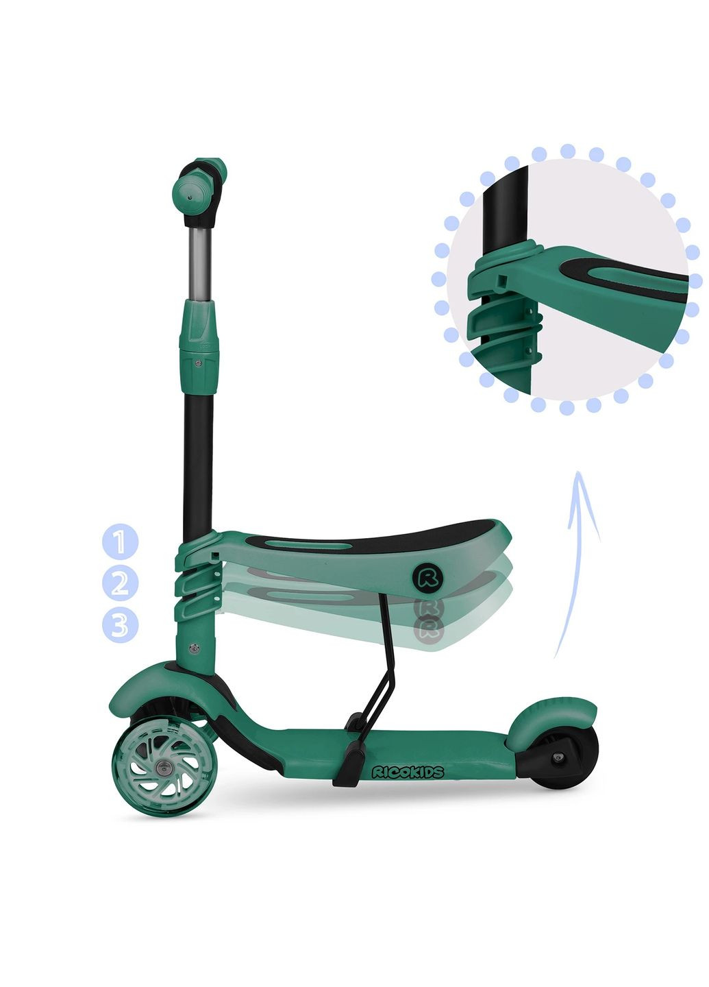 Самокат детский трехколесный Todi зеленый Ricokids (332202219)
