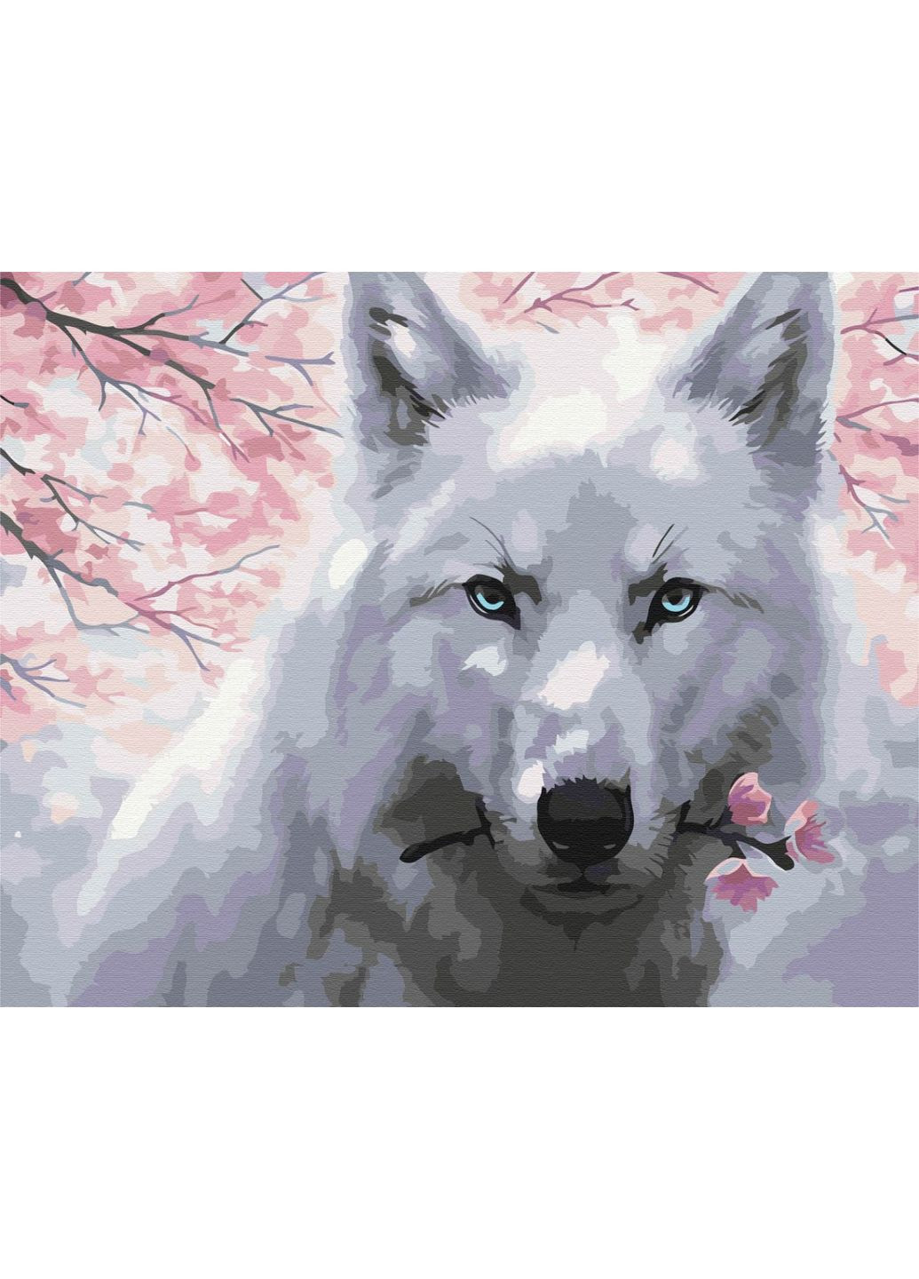Картина за номерами Тварини Вовк з квітами Картини в цифрах розмальовка 40х50см BS52668 Brushme (371159920)