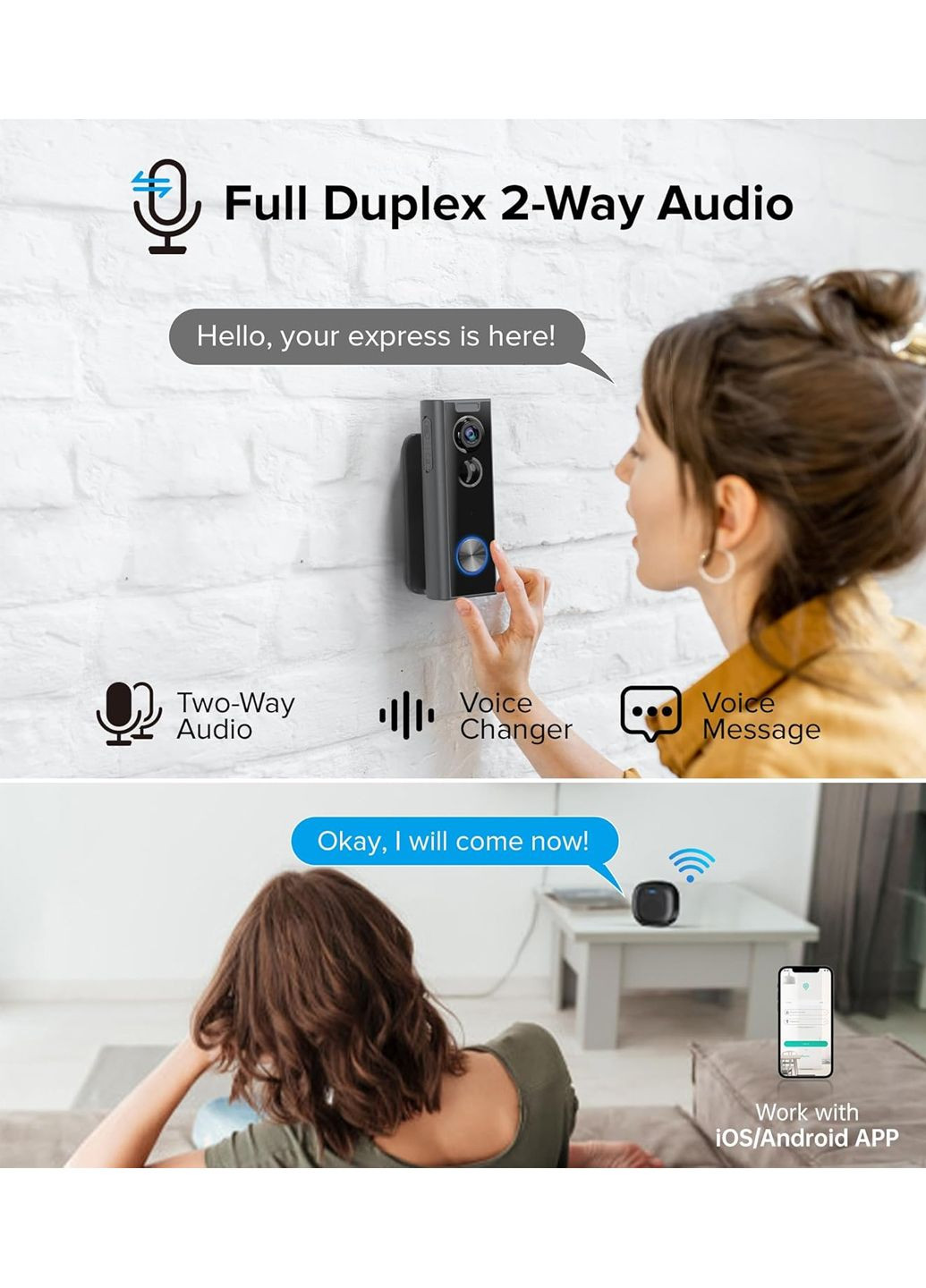 Видеозвонок Беспроводной с Ночным Видением Дверной WiFi комбинированный Amazon (344450595)