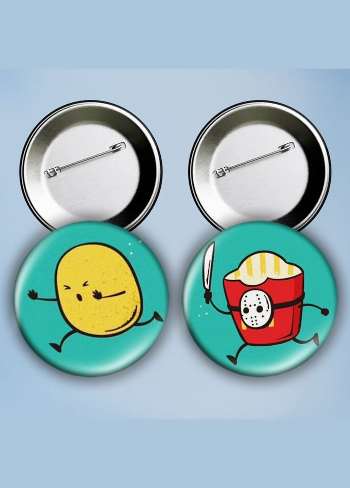 Значки на булавці набір 2 шт Картопля металеві на шпильці 56 мм No Brand (303108101)