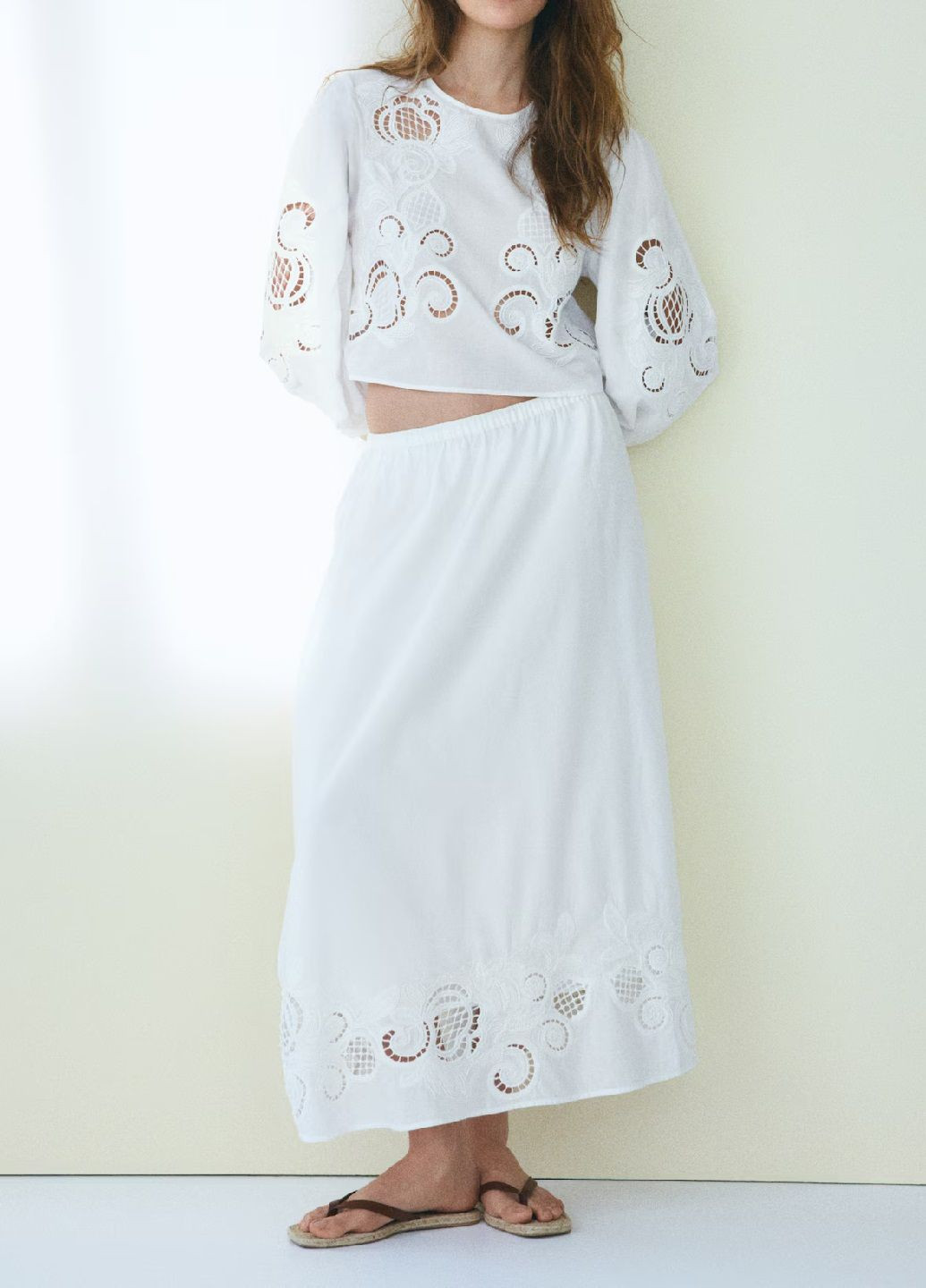 Белая кэжуал однотонная юбка H&M