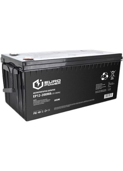Акумулятор AGM 12V 200Ah Black (EP12-200M8) Europower (334675923)