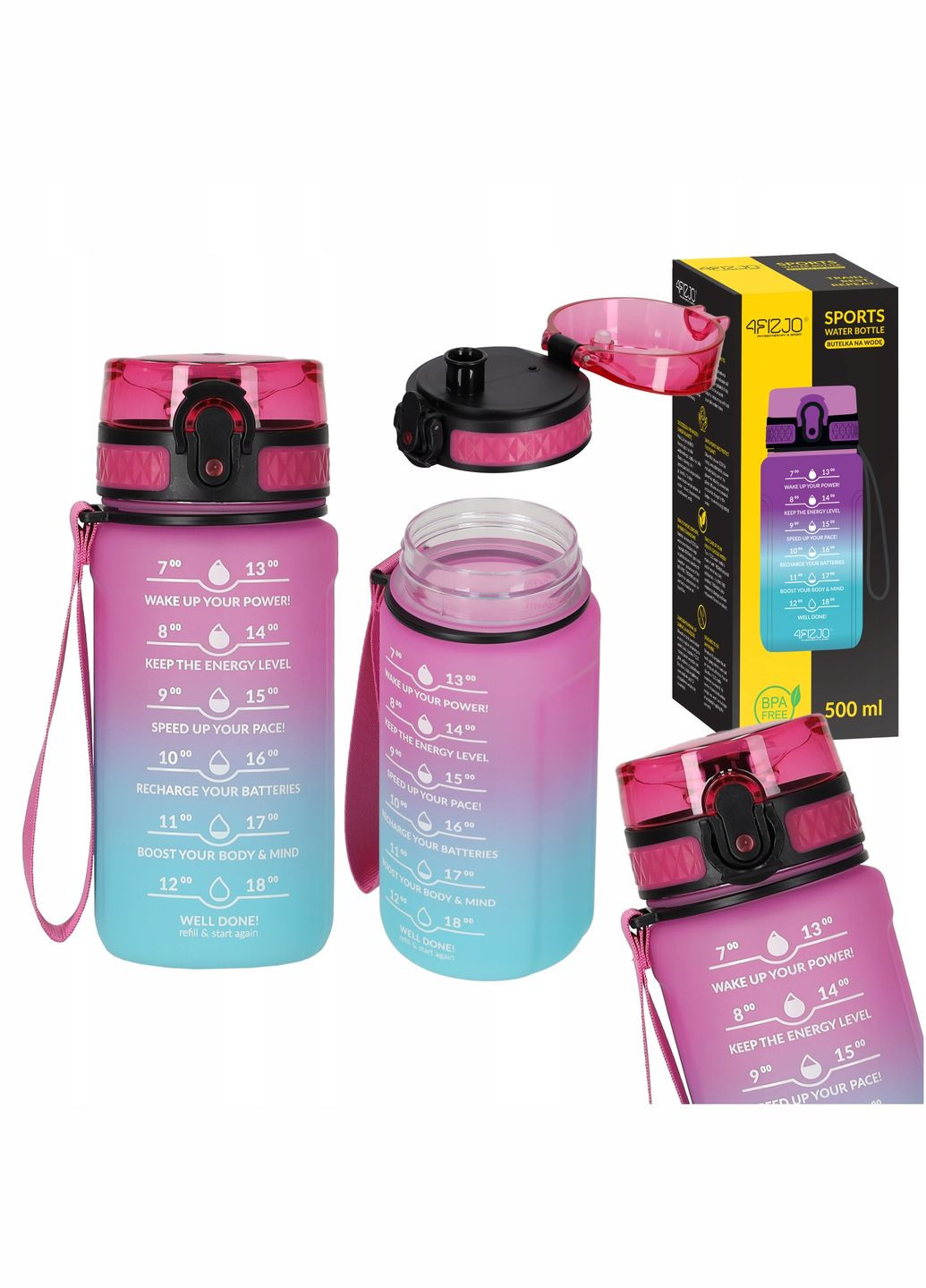 Бутылка для воды спортивная 500 мл Pink/Sky Blue (P-5905973400749) 4FIZJO (301671719)