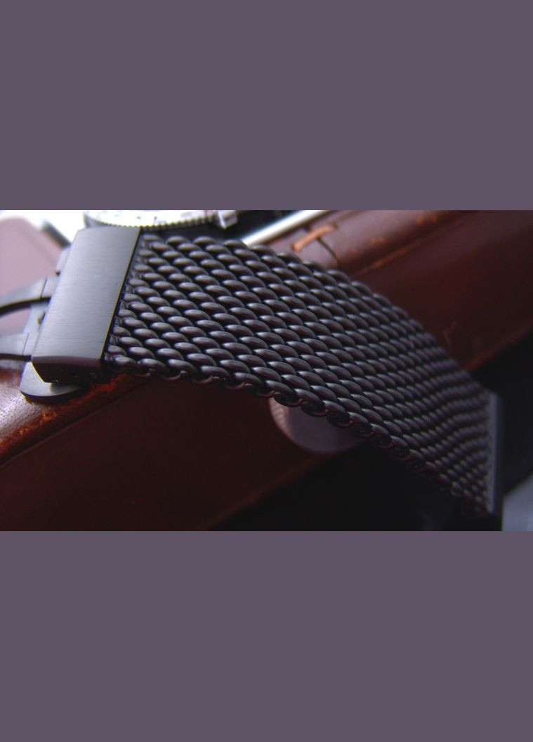 Браслет для часов PVD Black крупного плетения с застёжкой Deployant Clasp (20 мм) Taikonaut (292132727)