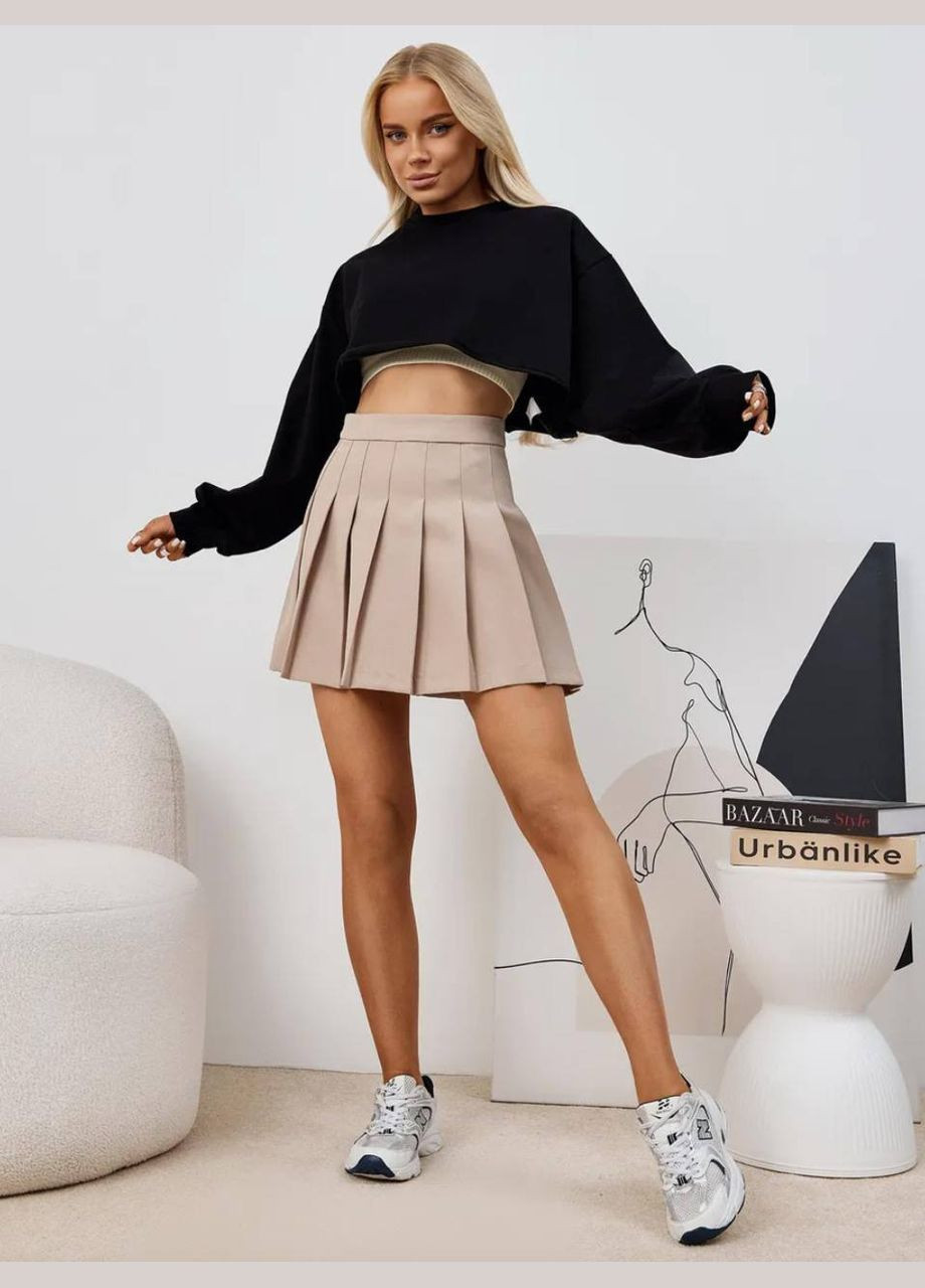 Чорний базовий кроп-світшот Style Point однотонний без декору (342075874)