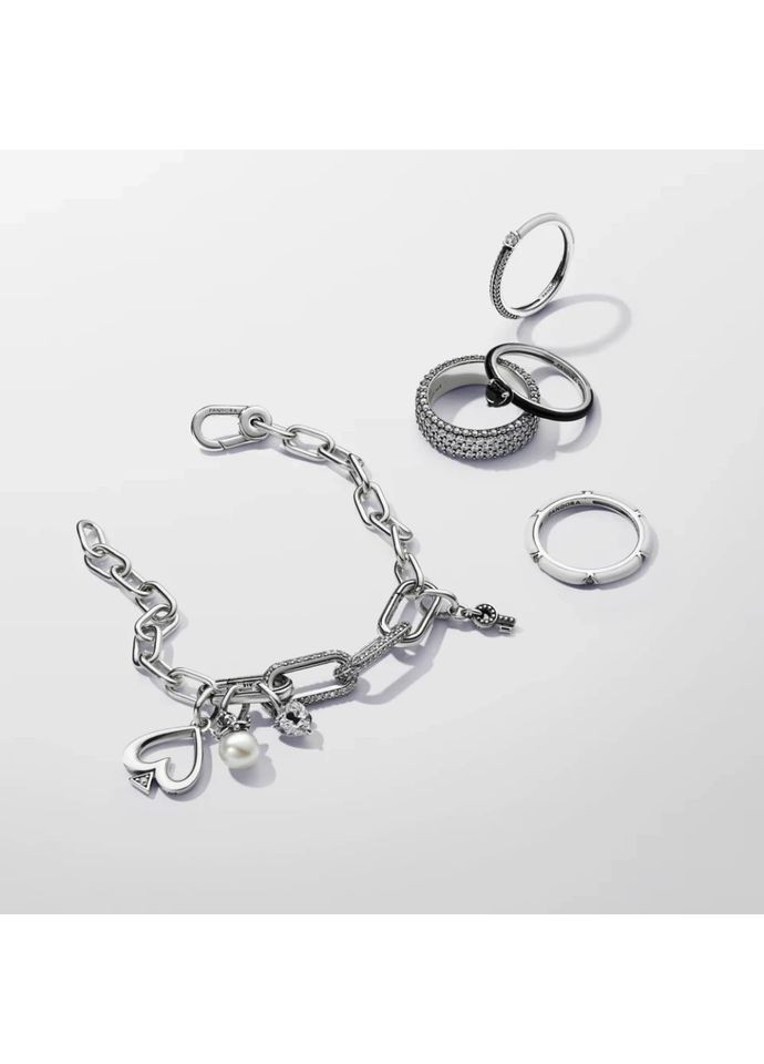 Срібна каблучка Пандора Me Біла емаль та камінці 193089C01 Kabluchka (355348112)