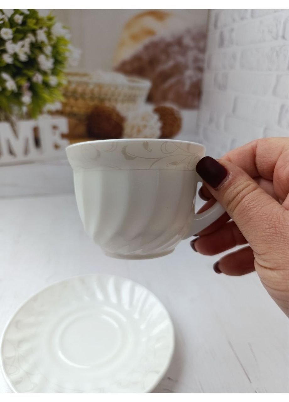 Чайный сервиз Глазурь фарфор 190 мл 12 предметов Белый 130313 SNT (366424515)