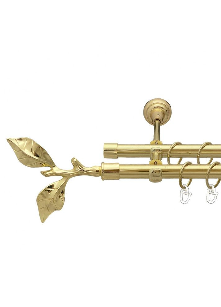 Карниз Листок Троянди металлический двухрядный открытый гладкая труба Золото 19\19 мм 300 см (00-00013125) ORVIT (300281639)