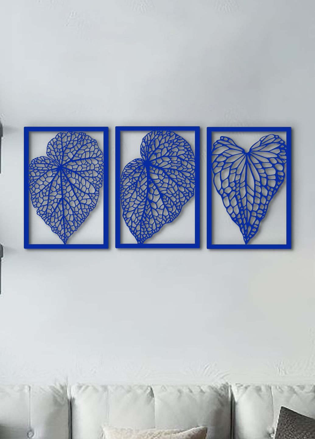 Декор в кімнату, дерев'яна картина на стіну "Листочки модульні", стиль мінімалізм 40х90 см Woodyard (292112091)