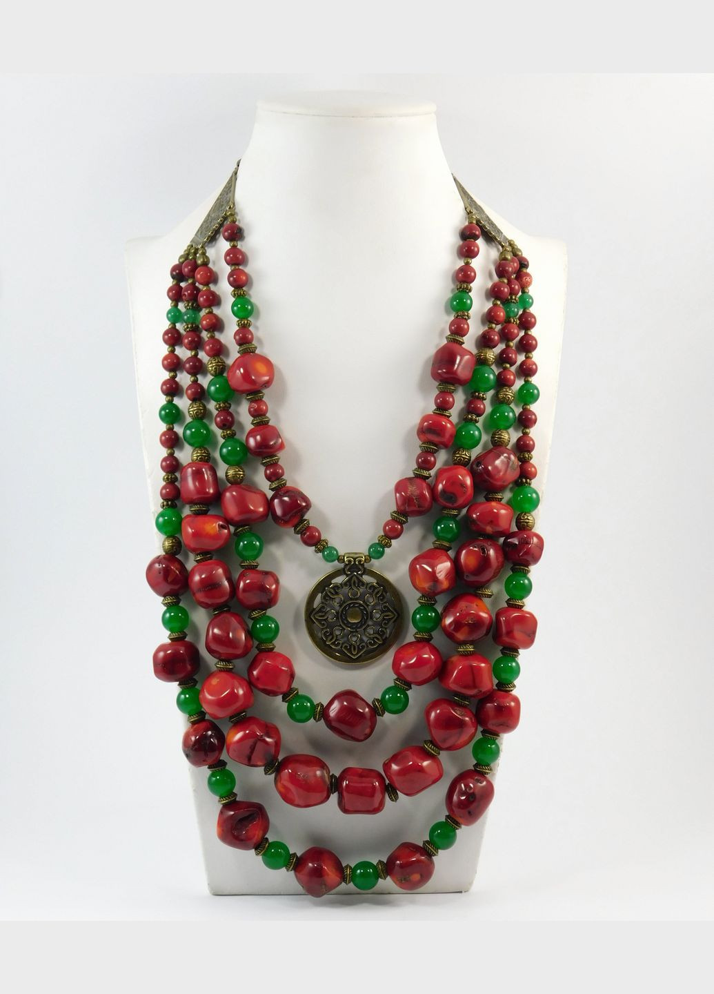 Ожерелье "Маковые поля" Корал, Хризопраз Fursa fashion (322314457)