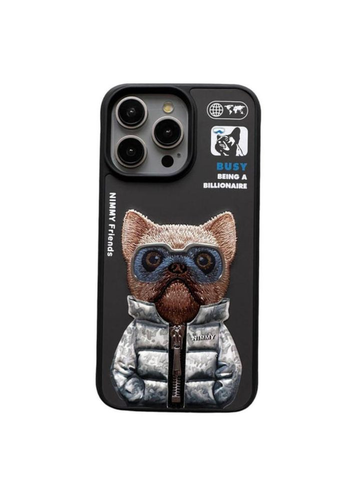 Чехол TPU+PC Nimmy 3D with Metal Buttons для iPhone 15 Dog Black No Brand (335008347)