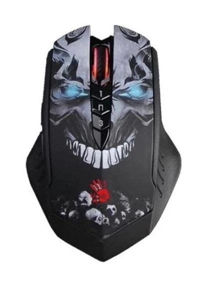 Миша бездротова R80 Plus, Skull, USB 2.4GHz, оптична (сенсор PixArt BC3332-S), 100 - 5000 cpi, 150 IPS, 8 кнопок, акумулятор Bloody (395347489)