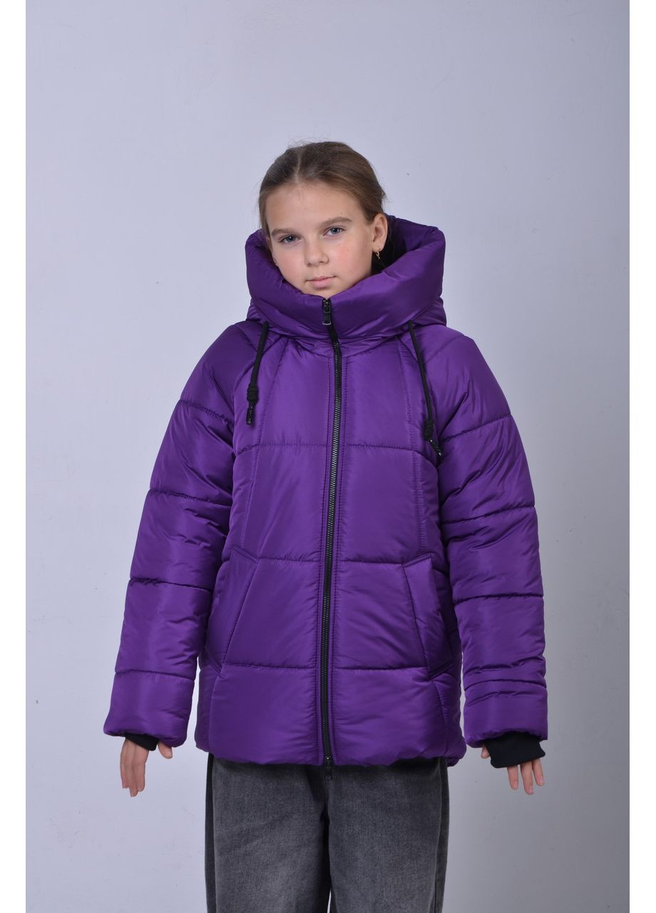 Фиолетовая зимняя куртка зимняя пуховик на флисе для девочки 10-15 лет теплая парка для подростков девушек зима 152 No Brand