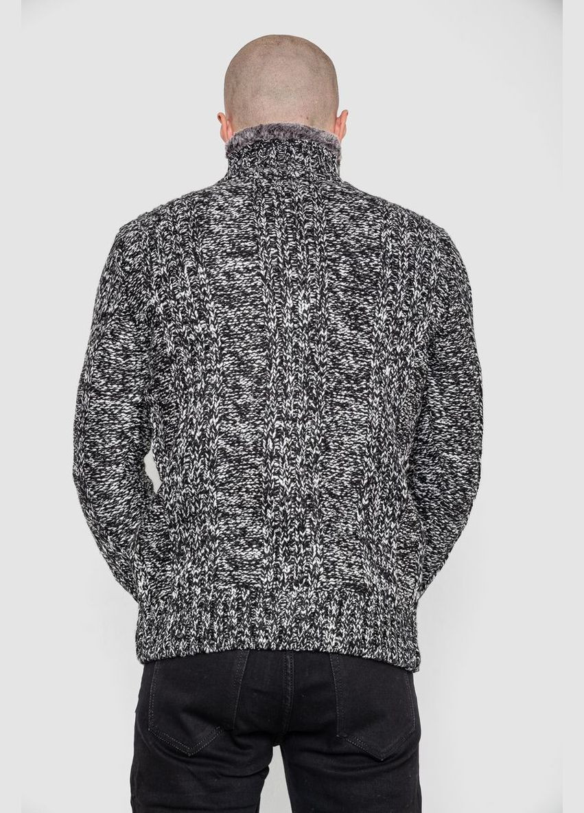 Чорно-білий зимовий светр чоловічий, колір чорно-сірий, 214r10323 Ager